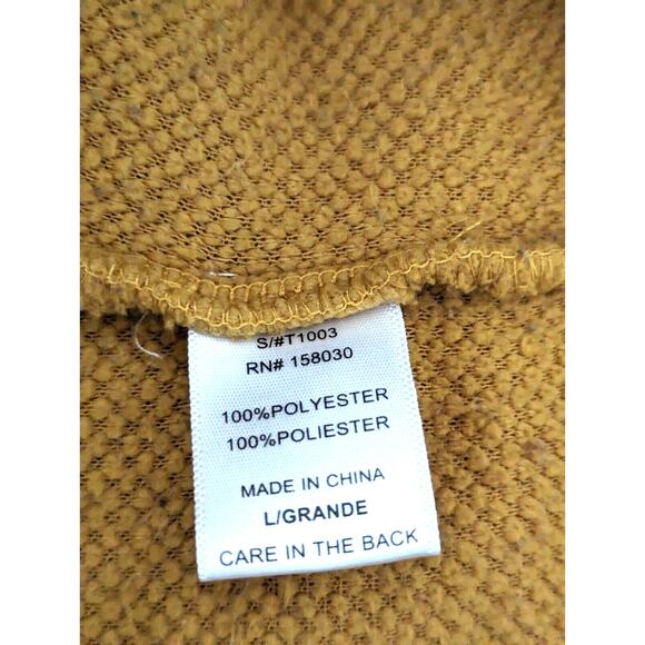 Love Tree Women's Large Gold Mustard Yellow 1/4 Zip Sweater large front pocket - Picture 8 of 14